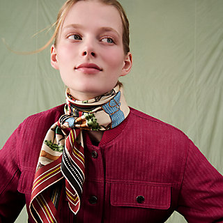 ⑦Hermès Effondées d'un jour スカーフ Couvertures et Tenues de Jour Bandana double face scarf 90
